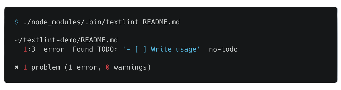 Run textlint command